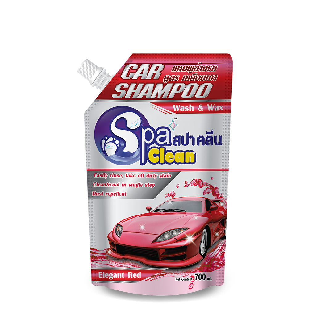 Spa Clean (สปาคลีน) : แชมพูล้างรถ สูตรเคลือบเงา ปริมาณสุทธิ 700 มล. (กลิ่นอีลีแกนท์เรด)