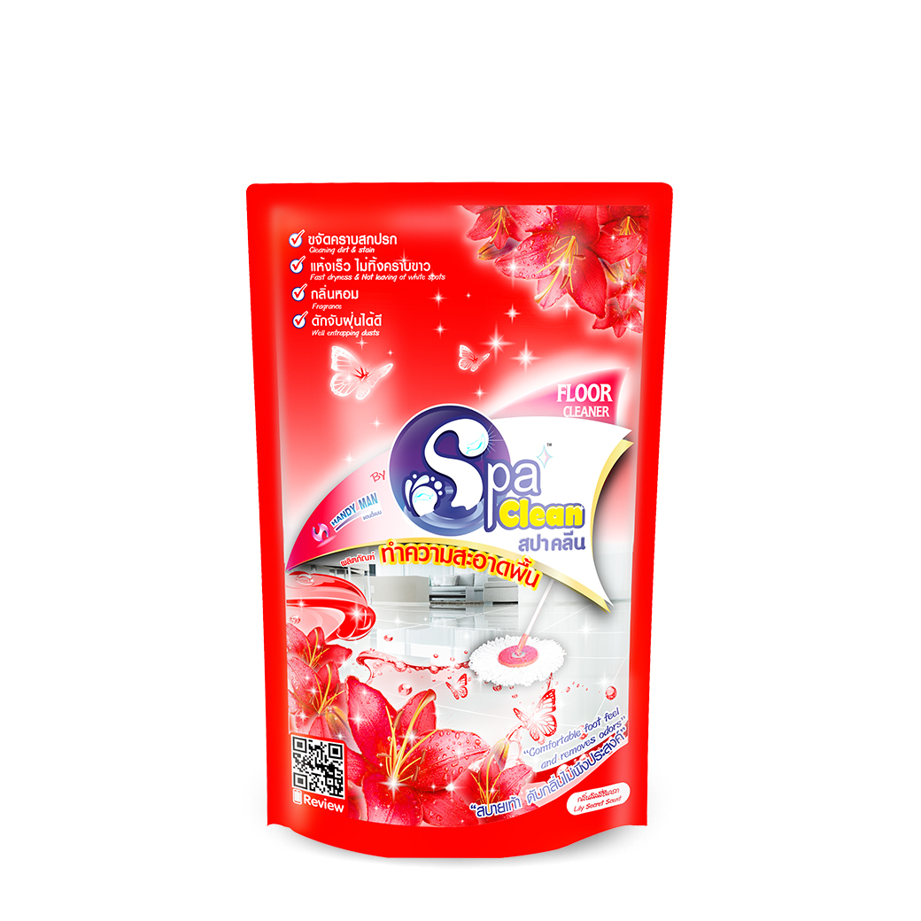 Spa Clean (สปาคลีน)-น้ำยาถูพื้น กลิ่นลิลลี่ ซีเครท(ชนิดเติม) สีแดง